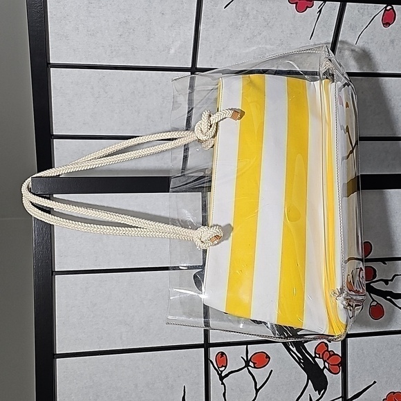 J. McLaughlin Harper Handbag‎ Yellow White Striped Tote Bag NWT - Picture 8 of 9